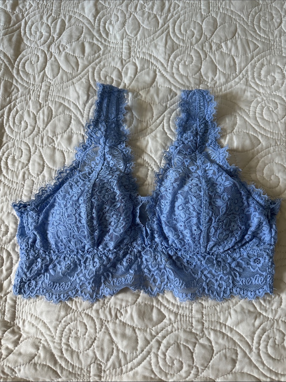 aerie Lace Bralette With Removable Pads Size S Adjustable Strap Wireless Blue